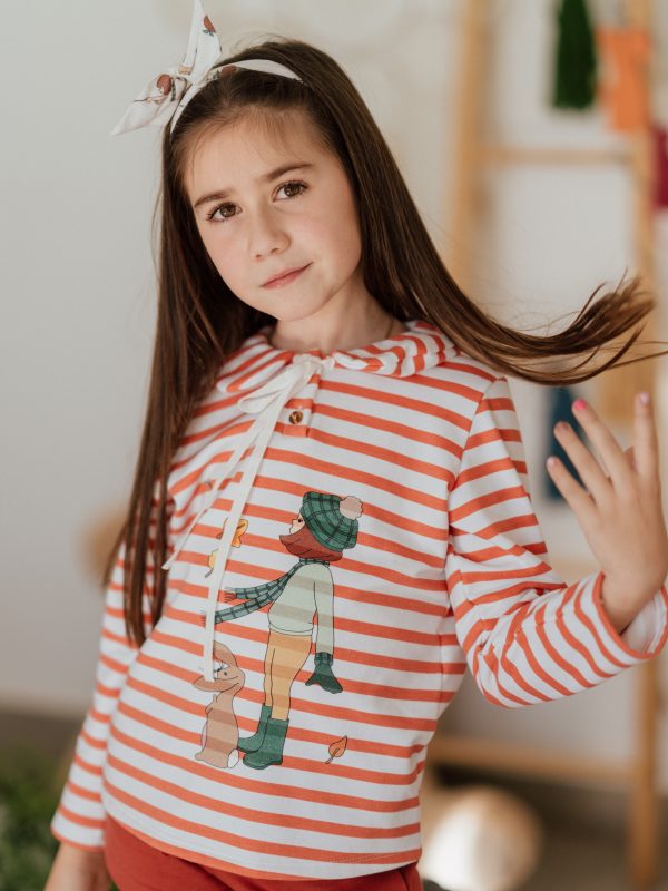 Sudadera rayas niña conejo Mon Petit Bonbon