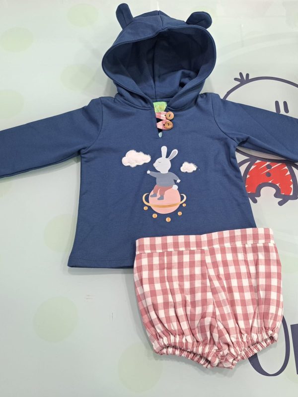 Sudadera + Ranita Vichy Conejo Espacial Piopio
