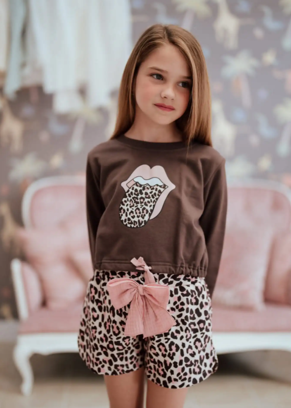 Short Fam. Leopardo Mon Petit Bonbon